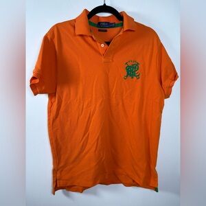 Ralph Lauren Orange Polo with Green Embroidered Crest